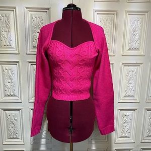 Wayf Pink Cable Knit Sweater